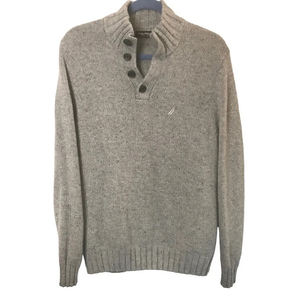 NAUTICA Wool Blend 1/4 button Pullover Knit Sweater - Picture 1 of 7